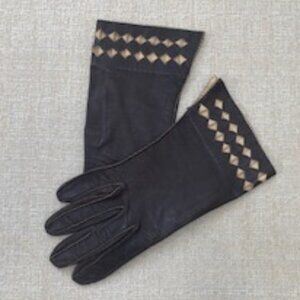 Vintage Brown Leather Women's Gloves, Size 6 3/4